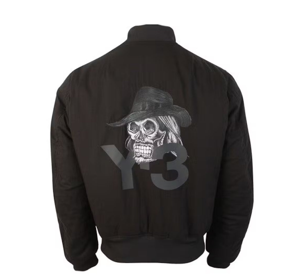 Adidas Y-3 Skull Print Reversible Bomber Jacket